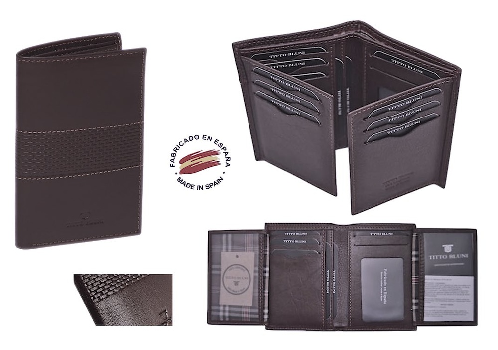 MAN WALLET BRAND BLUNI TITTO MAKE IN LUXURY LEATHER 16 CREDIT CARDS 