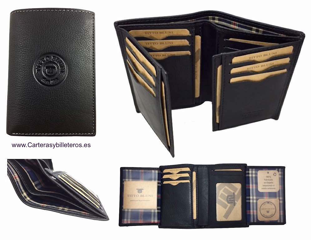 MAN WALLET BRAND BLUNI TITTO MAKE IN LUXURY LEATHER 17 CREDIT CARDS 