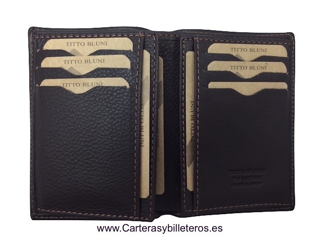 MAN WALLET BRAND BLUNI TITTO MAKE IN LUXURY LEATHER 17 CREDIT CARDS 