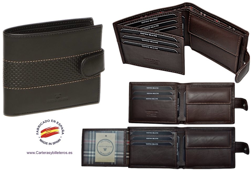 MAN WALLET BRAND BLUNI TITTO MAKE IN LUXURY LEATHER CARBONO 