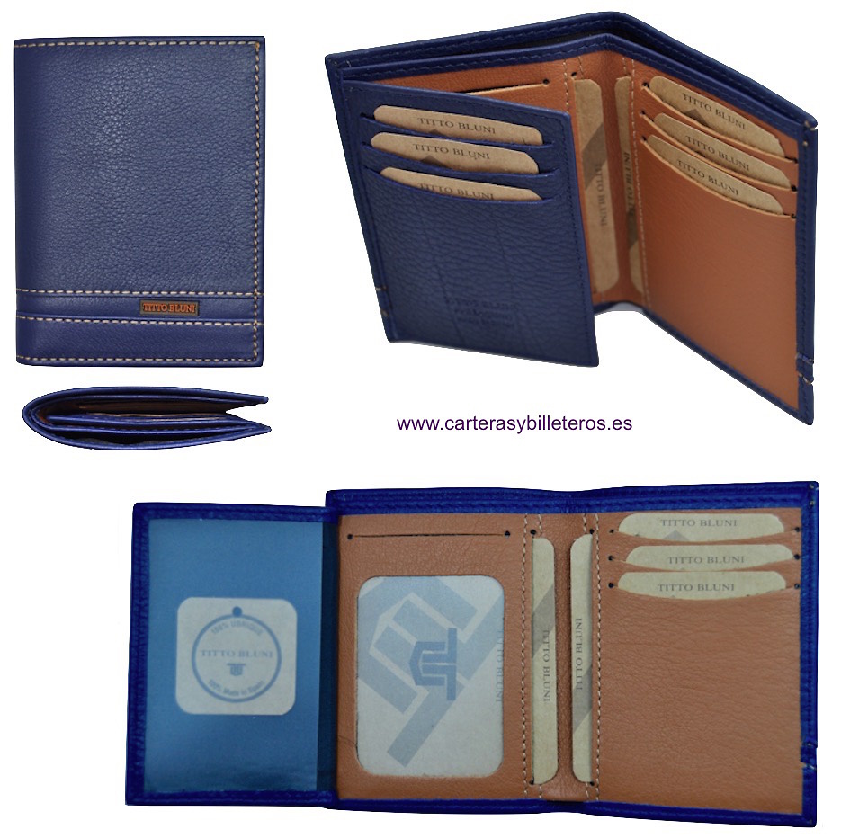 MAN WALLET BRAND BLUNI TITTO MAKE IN LUXURY LEATHER FOR 10 CREDIT CARDS 