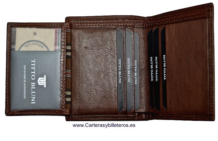 MAN WALLET BRAND BLUNI TITTO MAKE IN LUXURY LEATHER FOR 9 CREDIT CARDS 