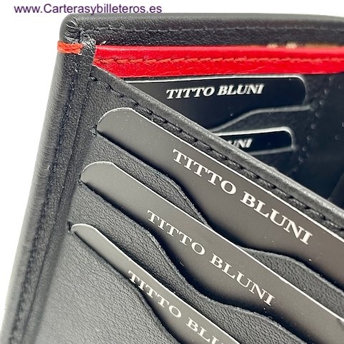 MAN WALLET CARD HOLDER BRAND BLUNI TITTO MAKE IN LUXURY LEATHER 16 CREDIT CARDS 