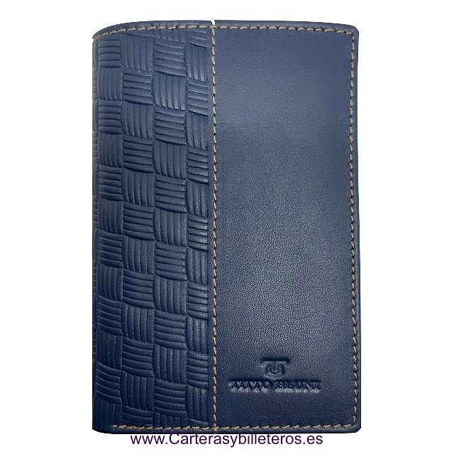 MAN WALLET WITH TITTO BLUNI ENGRAVED LEATHER PURSE 