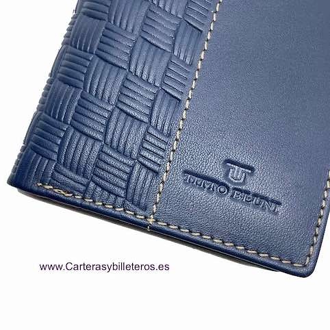 MAN WALLET WITH TITTO BLUNI ENGRAVED LEATHER PURSE 