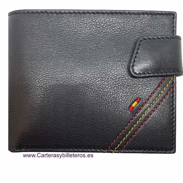 MAN'S LEATHER WALLET WITH PESPOINT AND FLAG OF SPAIN 