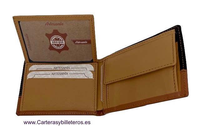 MAN'S LEATHER WALLET WITH TRIPLE CARD HOLDER 