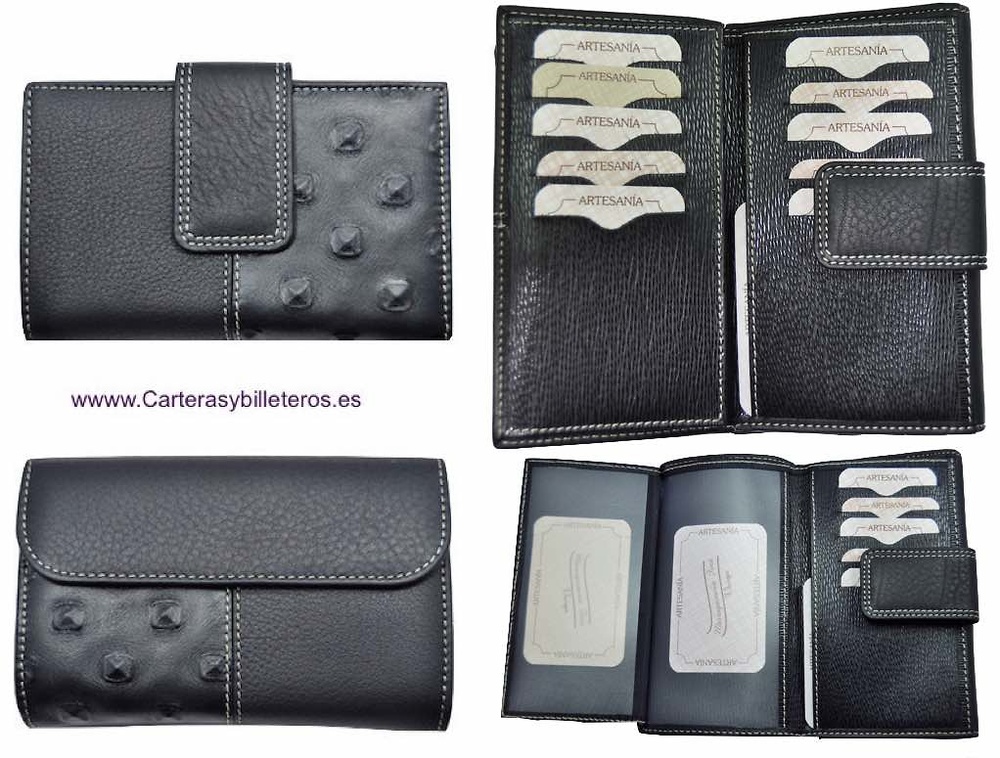 MEDIUM WOMEN'S WALLET WITH TWO LEATHER FINISHES MADE IN SPAIN 
