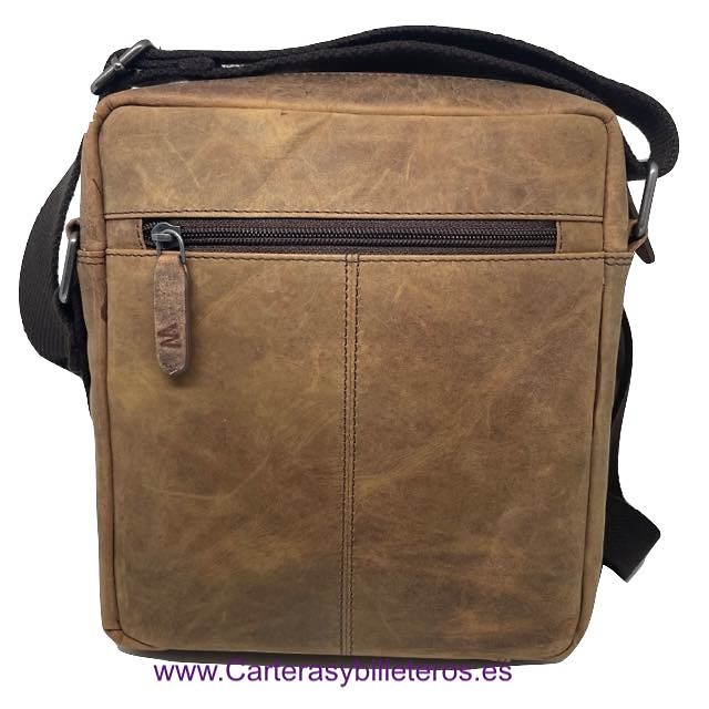 MEN'S LEATHER BAG WILDZONE BRAND WITH OUTSIDE AND INSIDE POCKETS 