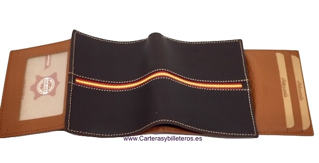 MEN'S LEATHER CARD HOLDER FROM UBRIQUE WITH SPAIN FLAG 