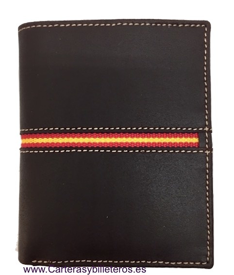 MEN'S LEATHER CARD HOLDER FROM UBRIQUE WITH SPAIN FLAG 