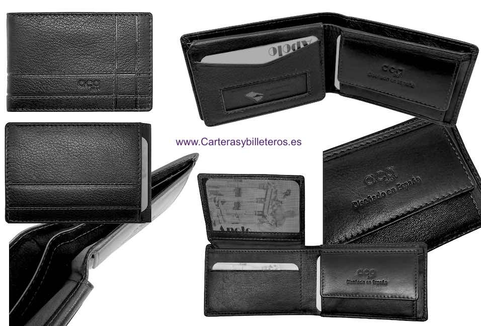 MEN'S LEATHER MINI WALLET WITH COIN PURSE FOR 5 CARDS 