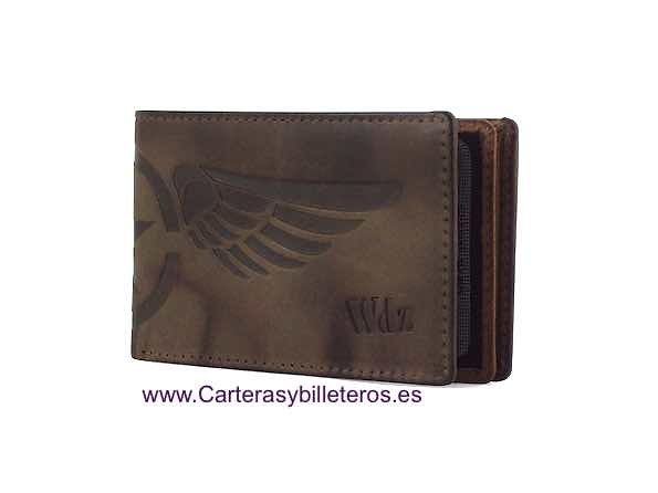 MEN'S LEATHER PURSE WALLET WITH SMALL WEAR PATINA 