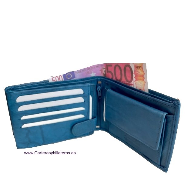 MEN'S LEATHER WALLET WITH CLOSURE AND PURSE 