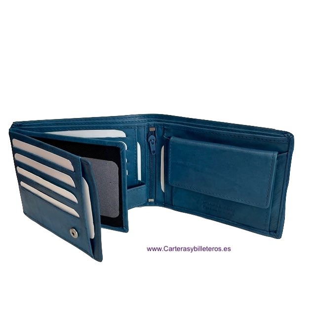 MEN'S LEATHER WALLET WITH CLOSURE AND PURSE 