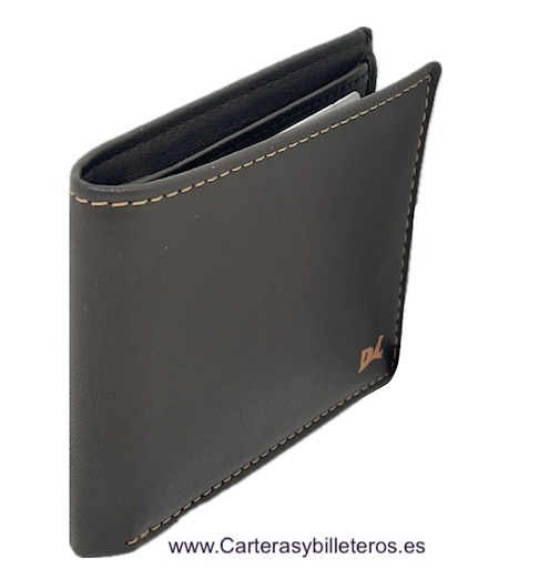 MEN'S LEATHER WALLET WITH DOUBLE BILLFOLD WALLET AND EXTERNAL COIN PURSE 