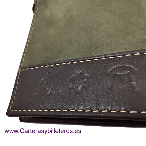MEN'S LEATHER WALLET WITH EXTERIOR CLOSURE AND BULLFIGHTING HORSE ORNAMENTS 