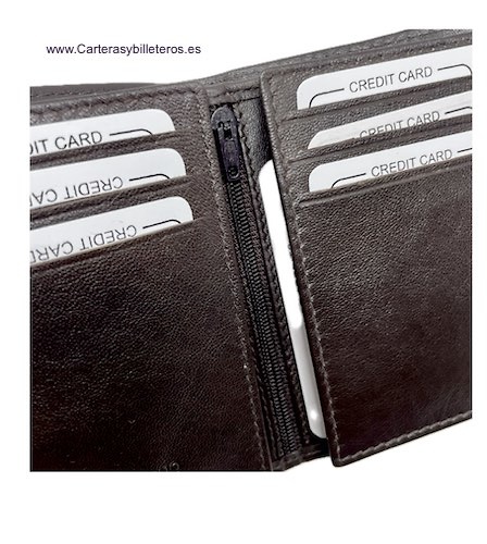 MEN'S LEATHER WALLET WITH WINGED CARD HOLDER FOR 13 CARDS 