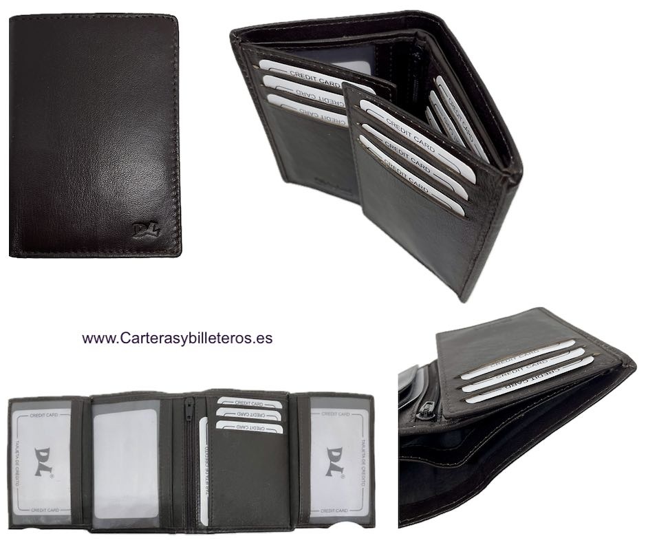 MEN'S LEATHER WALLET WITH WINGED CARD HOLDER FOR 13 CARDS 