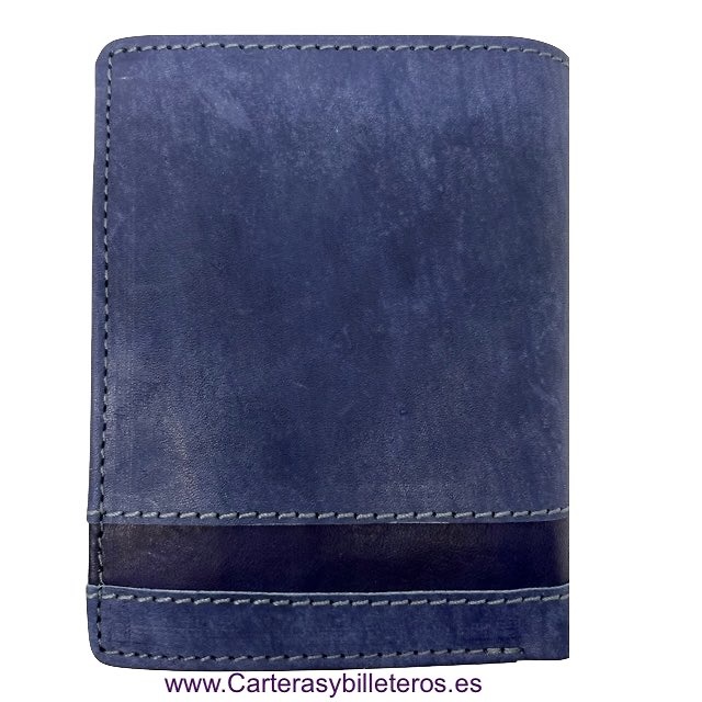 MEN'S PURSE WALLET IN WORN LEATHER FOR 10 CARDS 