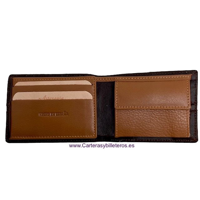 MEN'S WALLET LEATHER FROM UBRIQUE WITH SMALL SPAIN FLAG 
