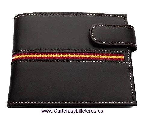MEN'S WALLET LEATHER FROM UBRIQUE WITH SPAIN FLAG AND EXTERIOR CLOSURE 