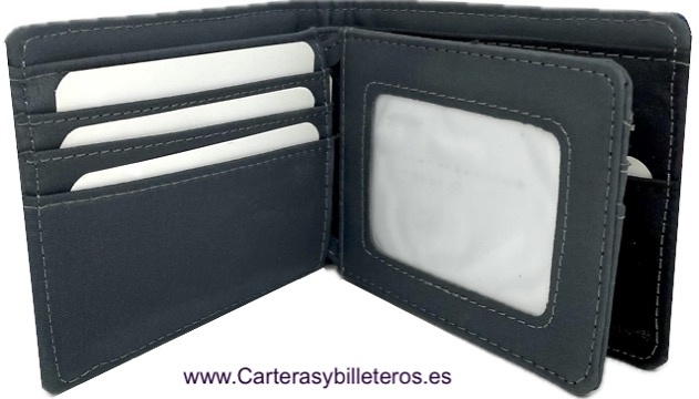 MEN'S WALLET NAVY BLUE FABRIC SPAIN FLAG WITH COIN PURSE CARD HOLDER 