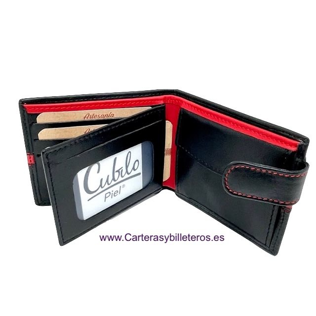 MEN'S WALLET WITH COIN PURSE WALLET RED EMBROIDERY WALLET WITH CLASP 