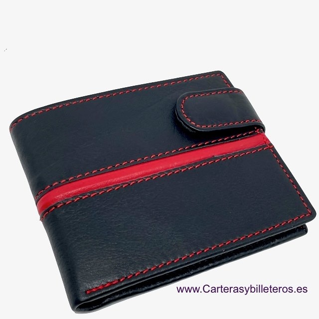 MEN'S WALLET WITH COIN PURSE WALLET RED EMBROIDERY WALLET WITH CLASP 