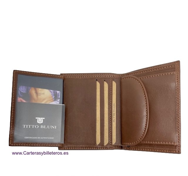 MEN'S WALLET WITH PURSE TITTO BLUNI ENGRAVED LEATHER EXCLUSIVE DESIGN 
