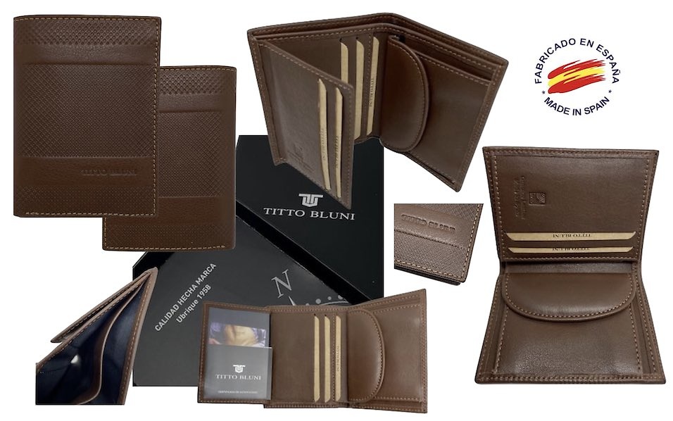 MEN'S WALLET WITH PURSE TITTO BLUNI ENGRAVED LEATHER EXCLUSIVE DESIGN 