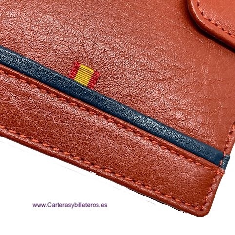 MEN'S WALLET WITH SIENA LEATHER PURSE WITH FLAG OF SPAIN 