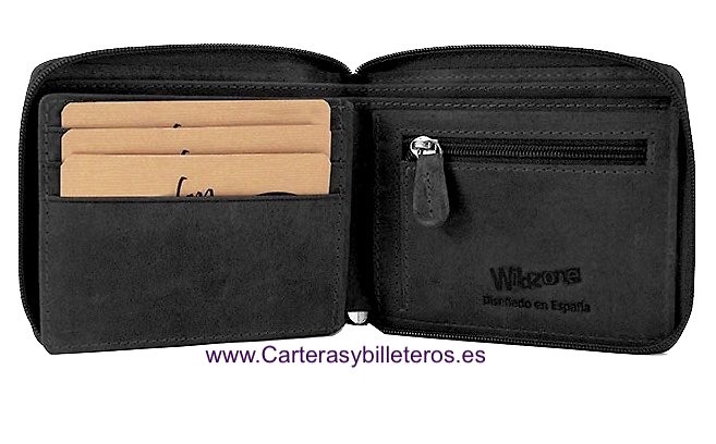 MEN'S WALLET WITH ZIPPER CLOSURE WITH PURSE AND CARD HOLDER BY WILDZONE 