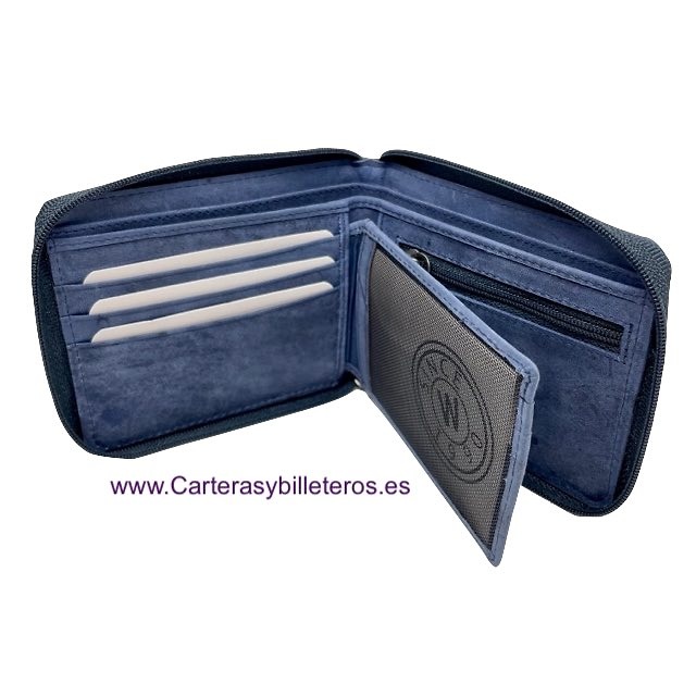 MEN'S WALLET WITH ZIPPER CLOSURE WITH PURSE AND CARD HOLDER BY WILDZONE 