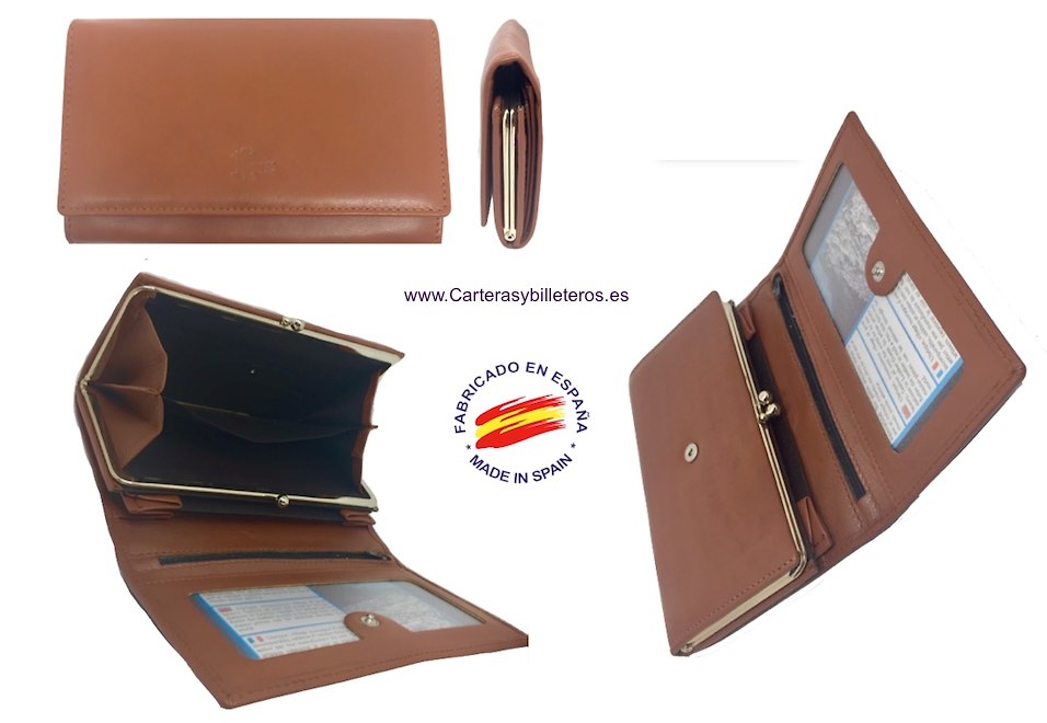 NAPA LEATHER AND METAL CLOSURE PURSE WALLET 