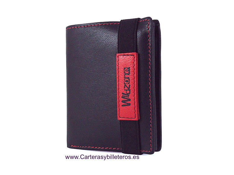 NAPA LEATHER MEN'S WALLET WITH ELASTIC CLOSURE AND PURSE 