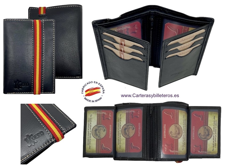 NAPALUX LEATHER CARD HOLDER WITH FLAG FOR ELEVEN CARDS 