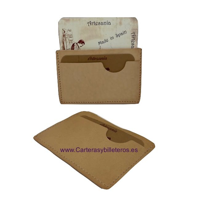 NATURAL LEATHER CARD HOLDER MADE IN SPAIN 