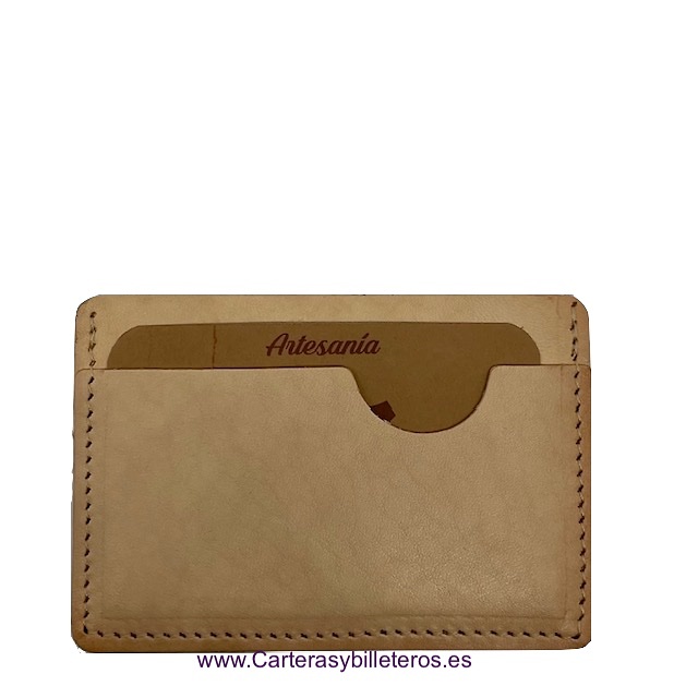 NATURAL LEATHER CARD HOLDER MADE IN SPAIN 