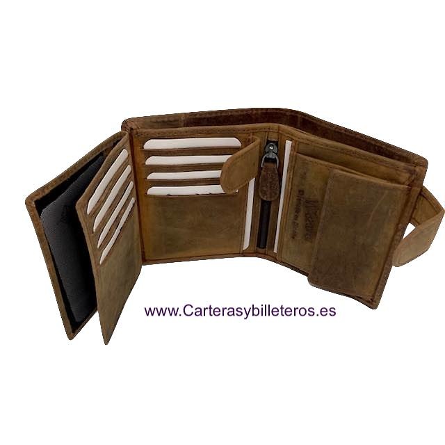 NATURE MEN'S WALLET WITH WAXING LEATHER CARD HOLDER FOR 13 CARDS 