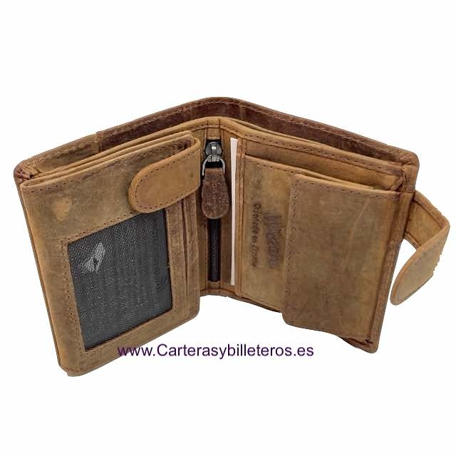 NATURE MEN'S WALLET WITH WAXING LEATHER CARD HOLDER FOR 13 CARDS 