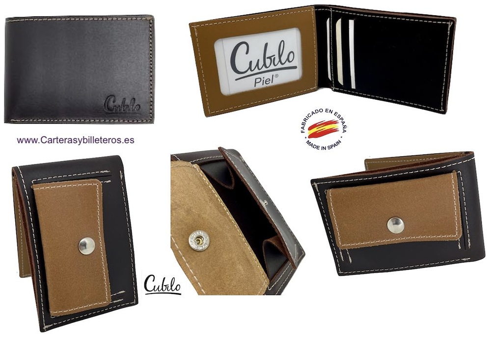 OFFER SET: TWO SMALL LEATHER WALLET WITH OUTSIDE PURSE CUBILO + KEYRING 