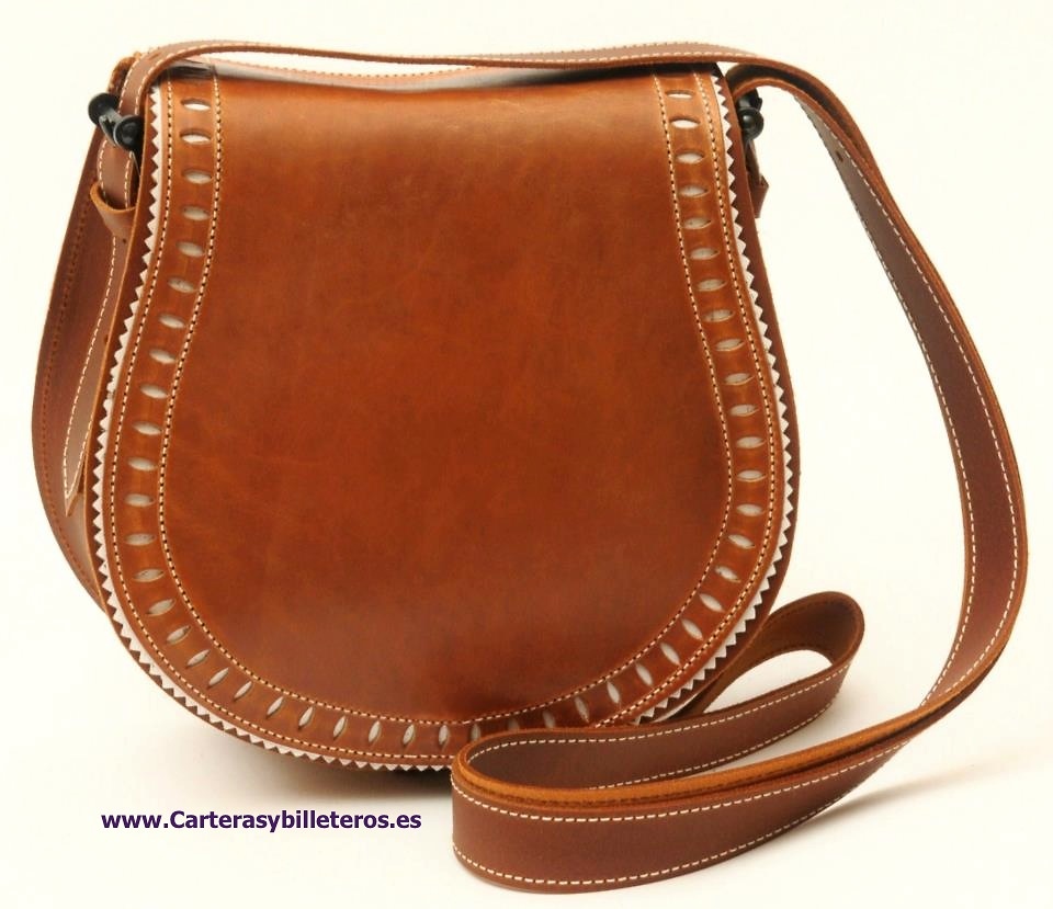 OILED LEATHER BAG WITH SATIN LEATHER FLAP 