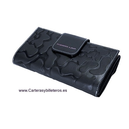 PAOLA DOMINGUÍN WOMEN'S LARGE LEATHER WALLET FROM UBRIQUE WITH LARGE CARD HOLDER AND PURSE 