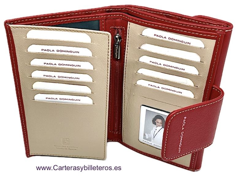 PAOLA DOMINGUÍN WOMEN'S WALLET IN LEATHER FROM UBRIQUE WITH LARGE CARD HOLDER AND COIN PURSE 