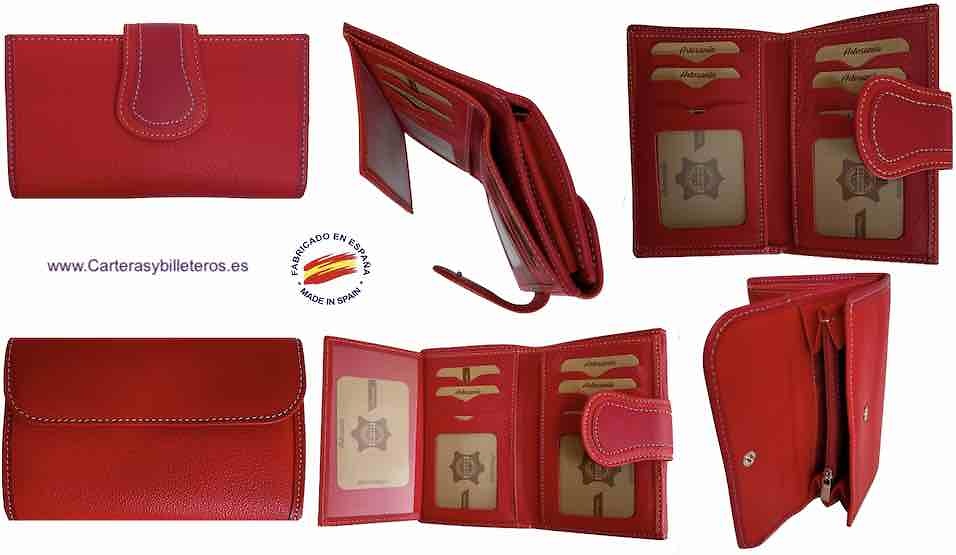 Portefeuille femme luxe rouge porte carte bancaire aluminium