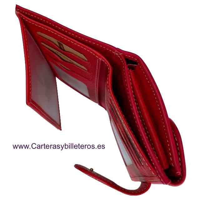 Portefeuille femme luxe rouge porte carte bancaire aluminium