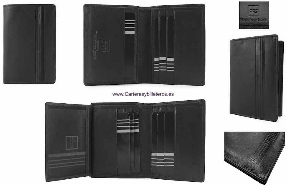Porte-cartes portefeuille en cuir nappa noir de marque ACQ pour homme 