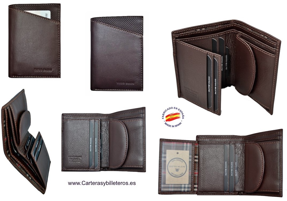 PORTEFEUILLE HOMME TITTO BLUNI CUIR DE LUXE AVEC PORTE-MONNAIE GRAPHITEC 