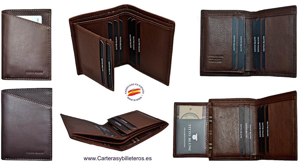 PORTEFEUILLE HOMME TITTO BLUNI CUIR DE LUXE POUR 9 CARTES 